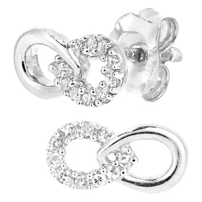 Jewelco London 9ct White Gold Round 5pts Diamond Infinity Stud Earrings - PE0AXL5597W