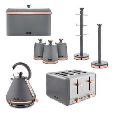 TOWER Cavaletto Grey Kettle Toaster & Kitchen Storage Set of