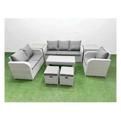 Fimous Patio PE Wicker Seater Outdoor Rattan Furniture Sofa Sets with Reclining Chair Loveseat S