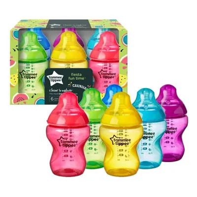 Tommee Tippee Baby Bottles 260ml Closer to Nature Fiesta Multicoloured Pack of