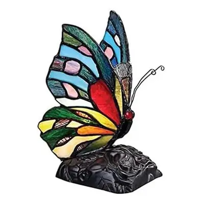 (Blue Butterfly Tiffany Style) BELOFAY Tiffany Lamps, Stained Glass Handmade Tiffany Vintage Bed