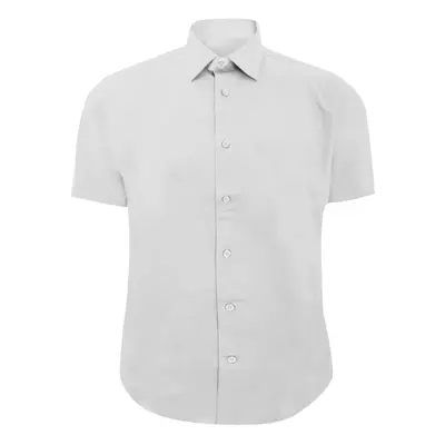 (15.5, White) Russell Collection Mens Short Sleeve Easy Care Fitted Shirt