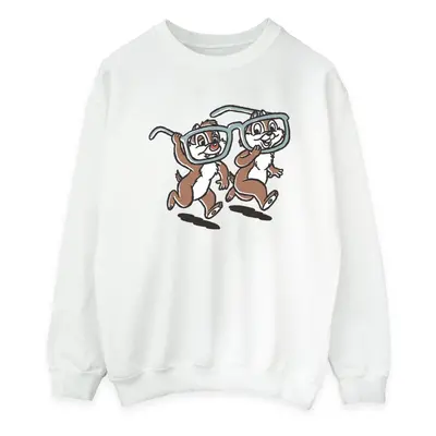 (XXL, White) Disney Womens/Ladies Chip 'n Dale Glasses Sweatshirt