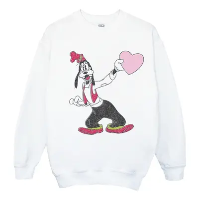 (XL, White) Disney Mens Goofy Love Heart Sweatshirt