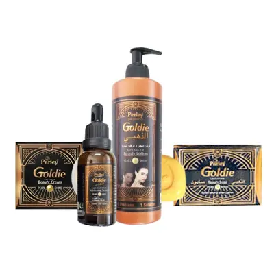 Perlay Goldie Beauty Lotion, Cream, Soap & Emergency Whitening Serum 30ml|4Pcs Skin Care Set |Ko