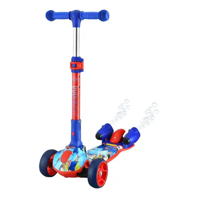 (Blue) Wheel Kids Kick Scooter Child Flashing Led Light Up Bubble Sprayer Xmas Gift