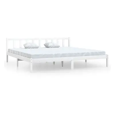 vidaXL Bed Frame Platform Bed White Solid Wood Pine 180x200 cm Super King Size