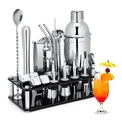 cocktail Shaker Set, 23-Piece Stainless Steel Bartender Kit with Acrylic Stand & cocktail Recipe