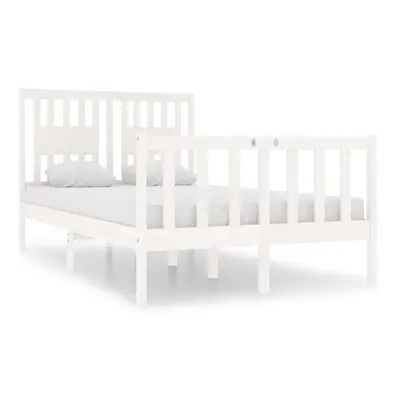 (white, x cm) vidaXL Bed Frame with Headboard Solid Wood Pine Bed Base Mattress Foundation