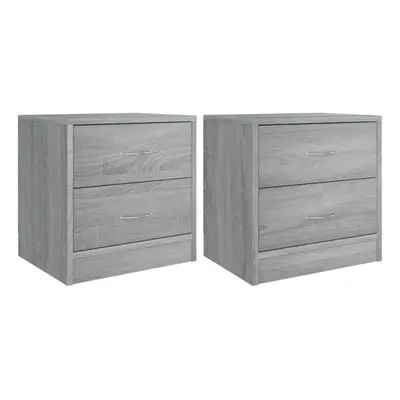 (grey sonoma, 2) vidaXL 1/2x Bedside Cabinet Chipboard Nightstands Storage Unit Black/White