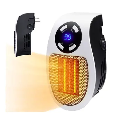 (Remote Control, UK) 500W Digital Timer Mini Wall Plug-in Heater