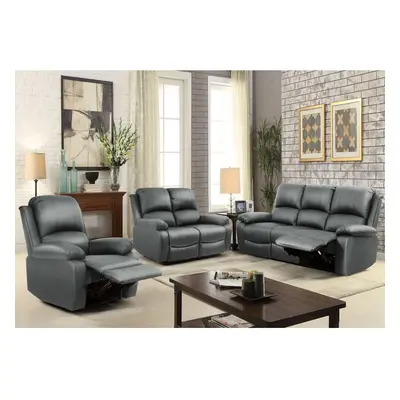 (Dark Grey, 3+2+1 Set) Reclining Luxury Leather Sofa Set In Choice of colours- Piece, Piece, Arm