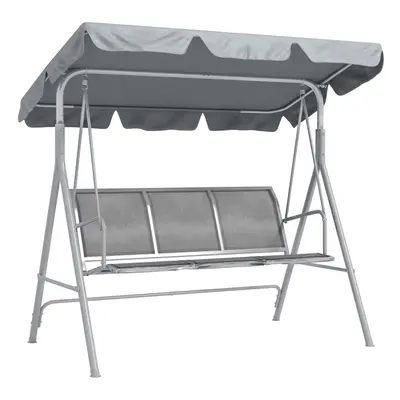 Outsunny Metal Swing Chair Garden Hammock Seater Patio Bench w/ Canopy, Grey