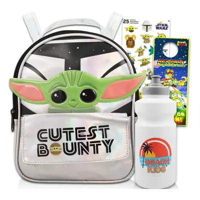 Baby Yoda Backpack for Girls Kids - Bundle with 12"" Baby Yoda Backpack Purse Water Bottle Stick