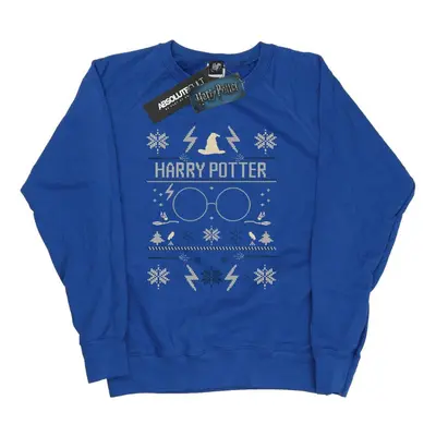 (L, Royal Blue) Harry Potter Womens/Ladies Christmas Pattern Sweatshirt