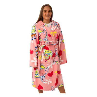 (Large) SpongeBob SquarePants Hooded Bathrobe (Womens Pink)