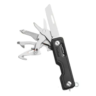 (Black) 10-in-1 Folding Multifunctional EDC Knife Mini Holder Card Pin Bottle Opener Scissors AB