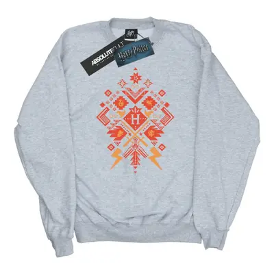 (L, Sports Grey) Harry Potter Mens Christmas Fair Isle Sweatshirt