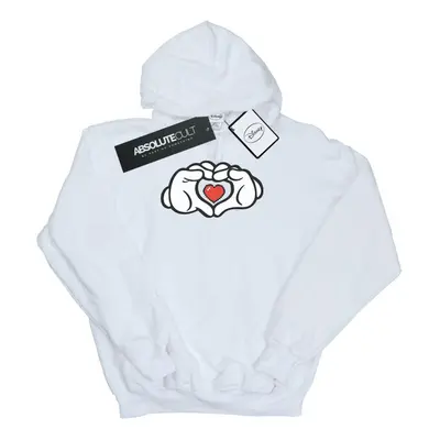 (M, White) Disney Mens Mickey Mouse Heart Hands Hoodie