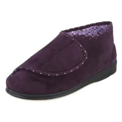 (UK 4, Purple) Ladies Padders Wide Fitting Boot Style Slippers Cherish - EE Fit