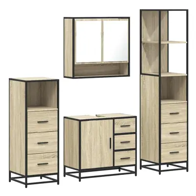 (sonoma oak) vidaXL 4ÃÂ Piece Bathroom Furniture SetÃÂ Sonoma Oak Engineered Wood