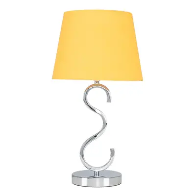 Modern Sleek Design Polished Chrome Touch Table Lamp with a Mustard Tapered Light Shade