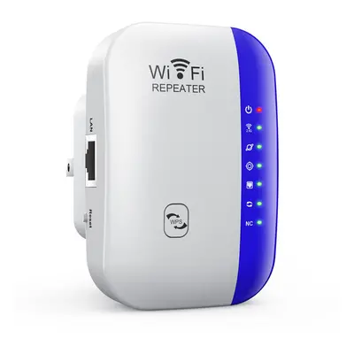 (Blue) 300Mbps Mini WiFi Extender Booster Wireless WiFi Repeater Expand WiFi Range AP with WPS