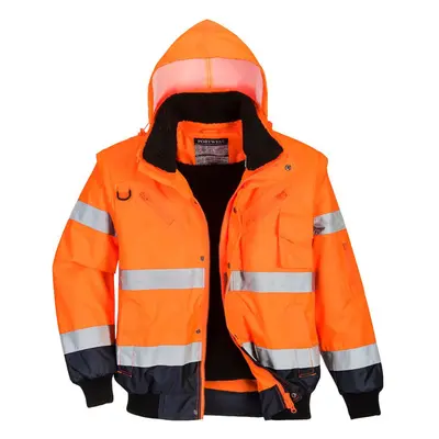 (4XL, Orange/Navy) Portwest Mens in Hi-Vis Safety Bomber Jacket