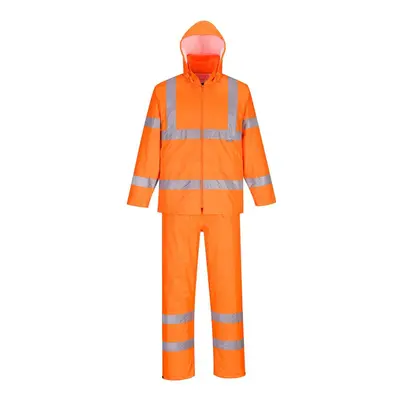 (XXL, Orange) Portwest Mens Hi-Vis Rain Suit