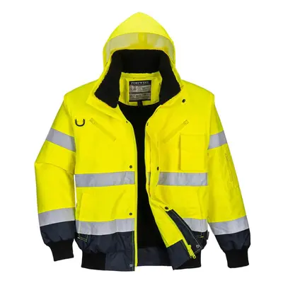 (3XL, Yellow/Navy) Portwest Mens In Hi-Vis Bomber Jacket