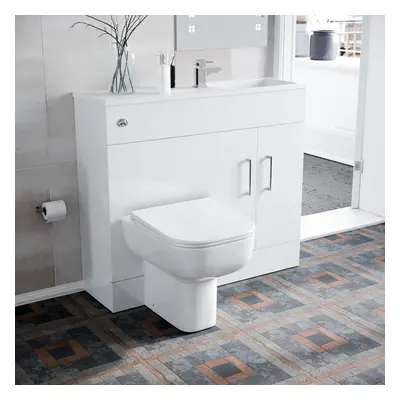 James 1000mm White Slimline MDF Vanity Basin WC Unit BTW Rimless Toilet