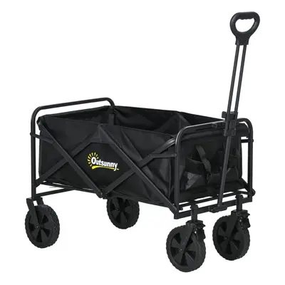 (Black) Outsunny Folding Outdoor Storage Trolley Cart Bag Trolley Cart Bag