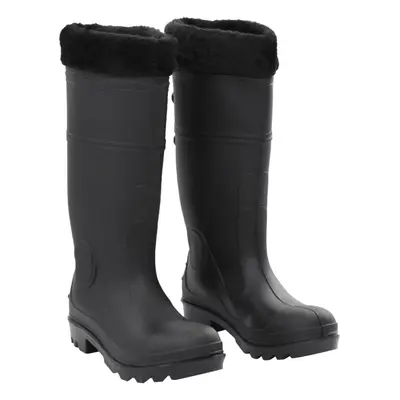 vidaXL Rian Boots with Removable Socks Waterproof Wellies Black Size PVC