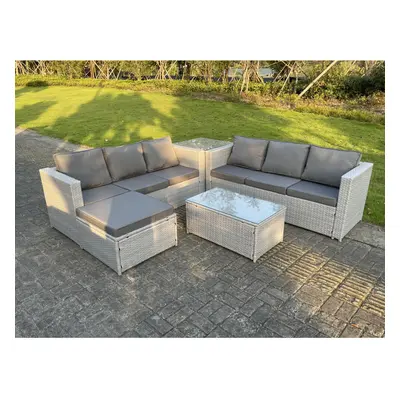 Fimous Light Grey Outdoor Rattan Garden Furniture Set Lounge Sofa Set