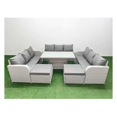 Fimous PE Rattan Lounge Sofa Set Seater Outdoor Garden Furniture Set with Seater Sofa Big Footst