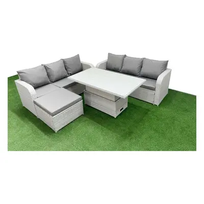 Fimous Outdoor Garden Furniture Sets Seater Wicker Rattan Furniture Sofa Sets with Big Footstool