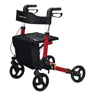 Foldable Rollator Walker Safety Wheelchair Aluminum W/Seat Wheel