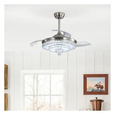 Retractable Ceiling Fan with Lights Remote Control Inch Modern Fandelier Ceiling Fan with Speed 