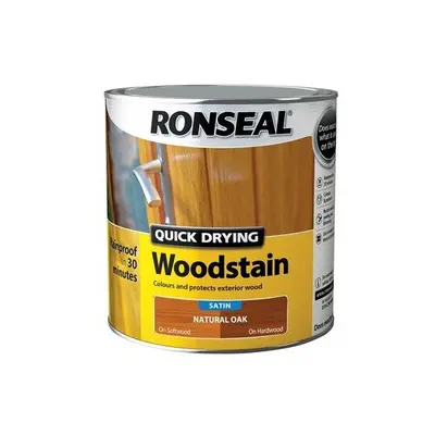 Ronseal Woodstain Quick Dry Satin Natural Oak 2.5 Litre