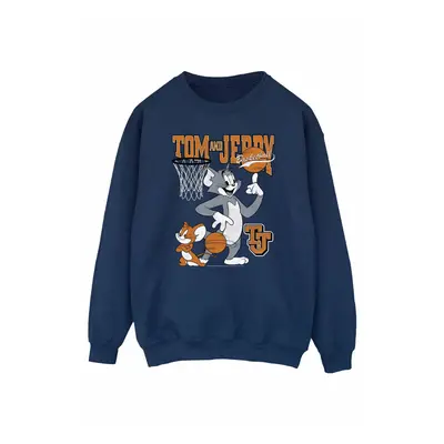 (M, Navy Blue) Tom and Jerry Mens Spinning Basketball Cotton Sweatshirt