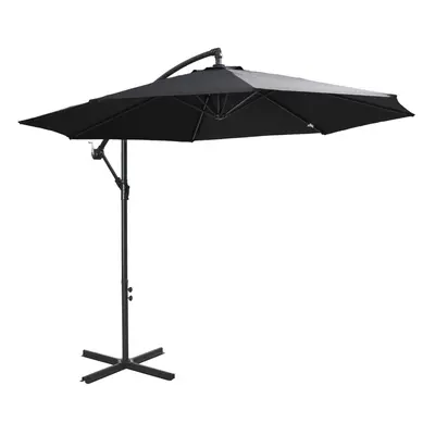 Outsunny 3m Garden Banana Parasol Cantilever Umbrella w/Crank& Base, Black