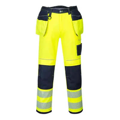 (44R, Yellow/Navy) Portwest Mens T501 Hi-Vis Work Trousers