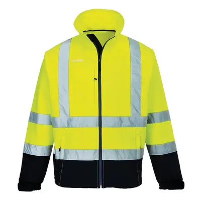 (S, Yellow/Navy) Portwest Mens Contrast High-Vis Soft Shell Jacket