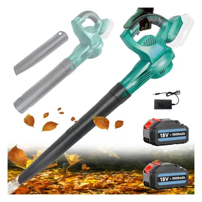 Heavy-Duty Cordless Electric Garden Leaf Blower+2 5.5A Battery+Charger