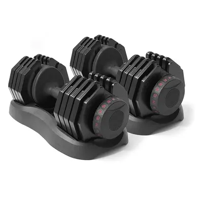 Strongology Home Fitness Adjustable Smart Dumbbells Pair from 5kg to 40kg Training Weights in Bl