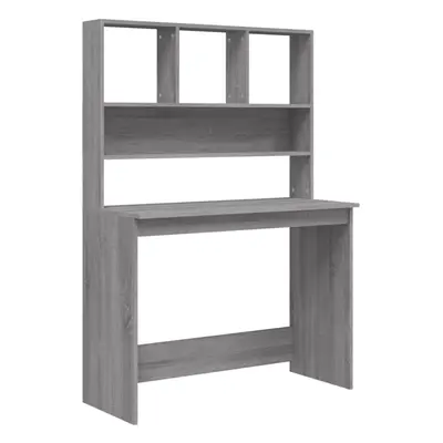 (grey sonoma) vidaXL Desk with Shelves Standing Desk Study Writing Table Engineered Wood