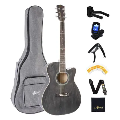 Winzz Kids Guitar Folk Inches, 3/4 Size Acoustic Guitar Black Beginner Kit