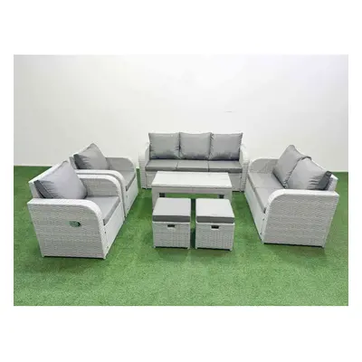 Fimous PE Rattan Garden Furniture Set Adjustable Chair Sofa Double Love Seat Seater Sofa Lounge 