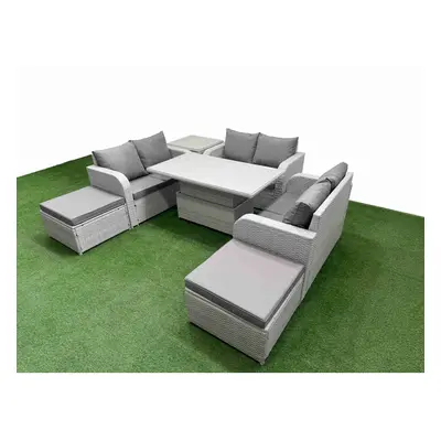 Fimous Seater PE Wicker Rattan Furniture Sofa Sets with Adjustable Lifting Dining or Coffee Tabl