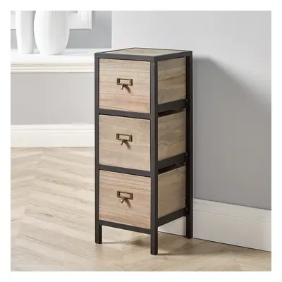 3 Drawer Chest Storage Unit Bedroom Organiser Metal Frame Solid Wood